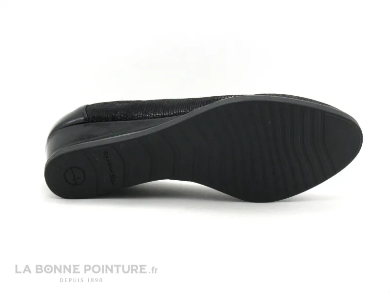 Achat chaussures Tamaris Femme Escarpin, vente Tamaris 1-22303-25 Black - Escarpin compense noir velours et verni