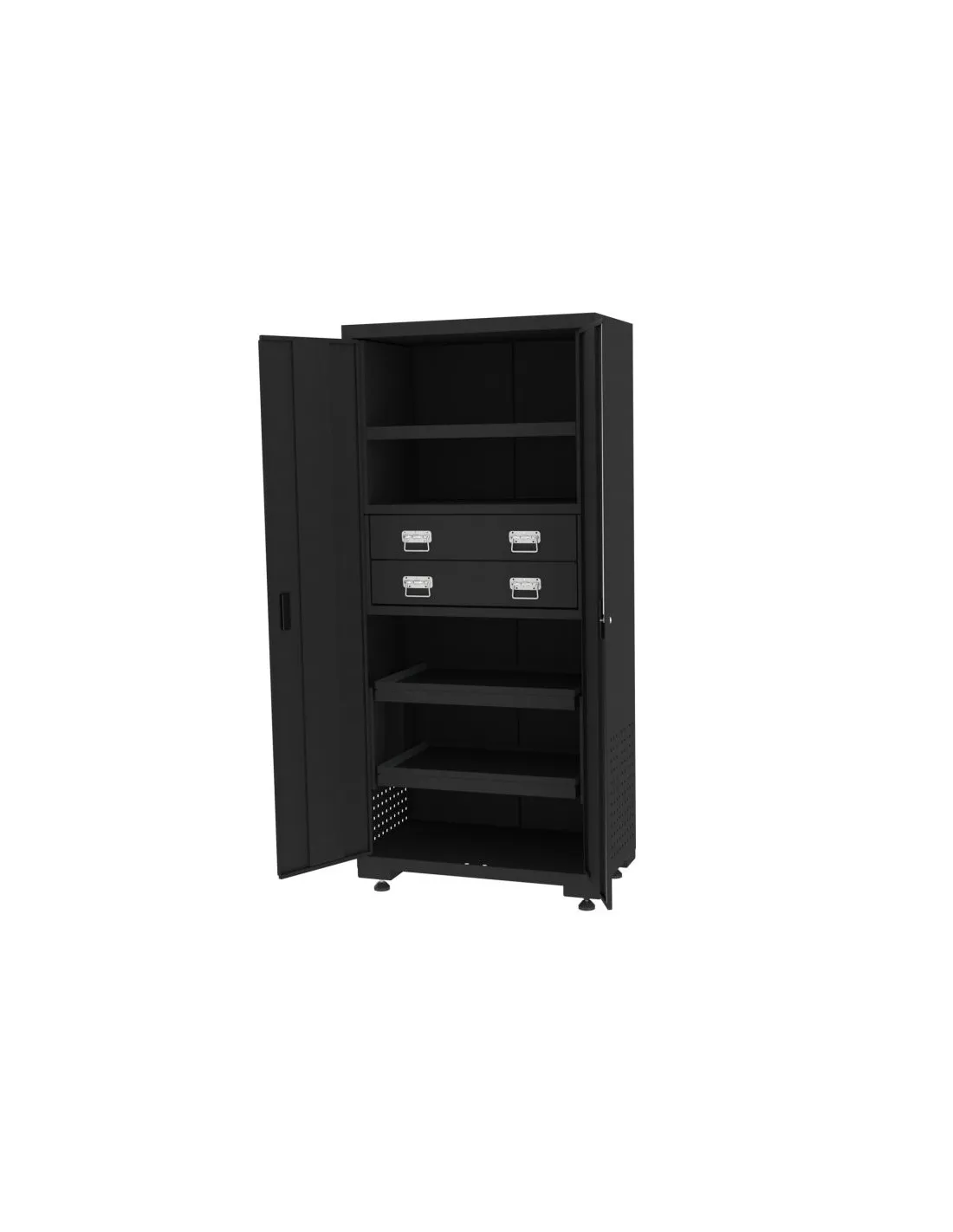 Armoire 2 portes 3 étagères 2 tiroirs Kstools