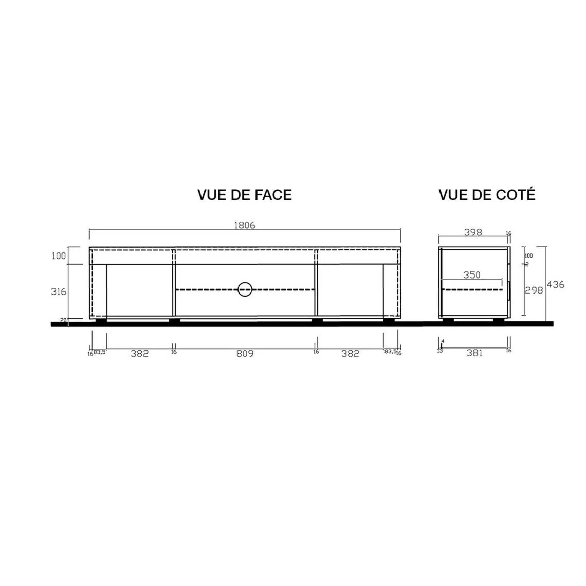 base TV grand deux portes gris et blanc | 3 Suisses