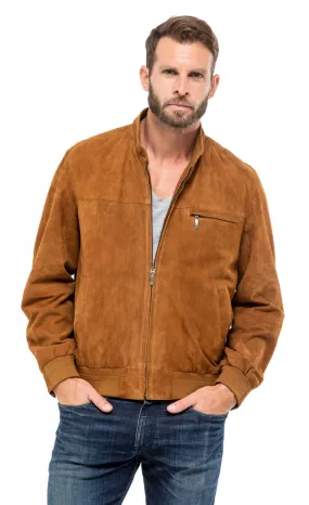 Blouson cuir de chèvre cognac