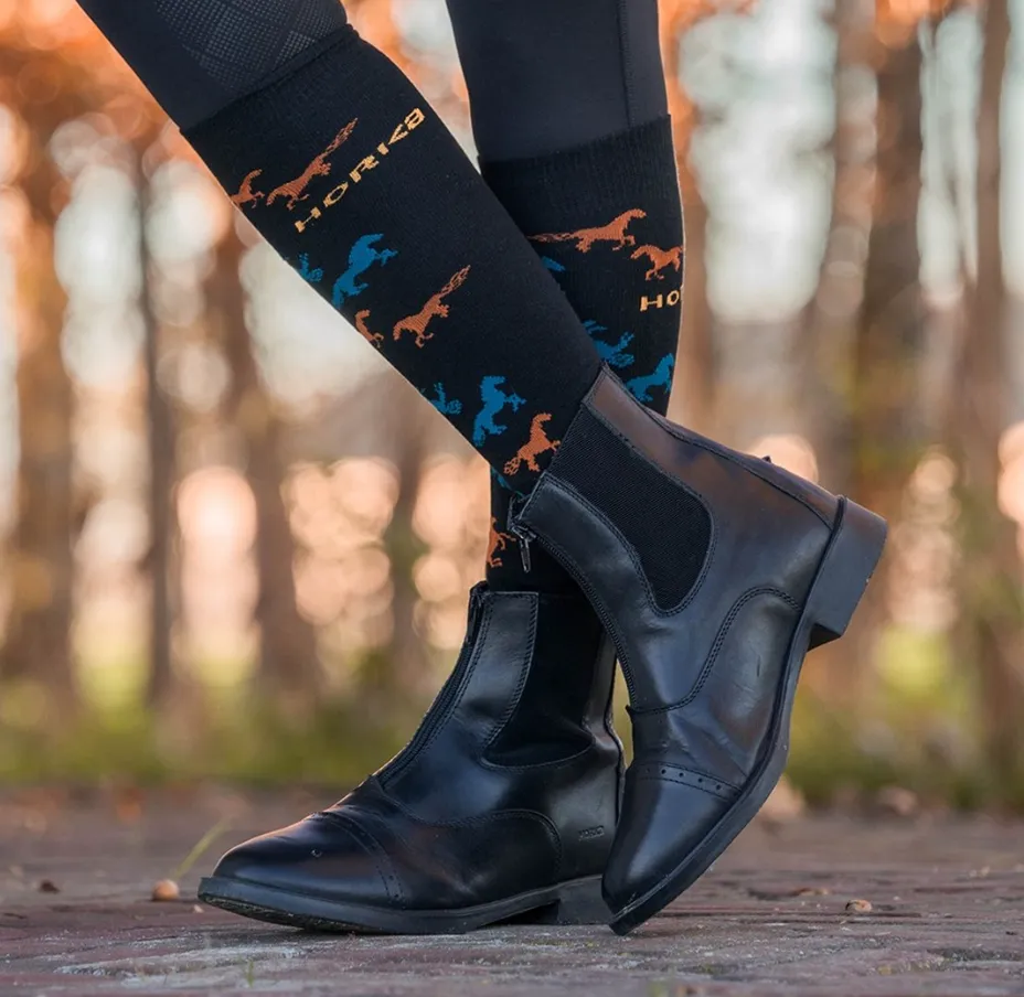 Boots d’équitation en cuir à Zip avant Natural – Noires