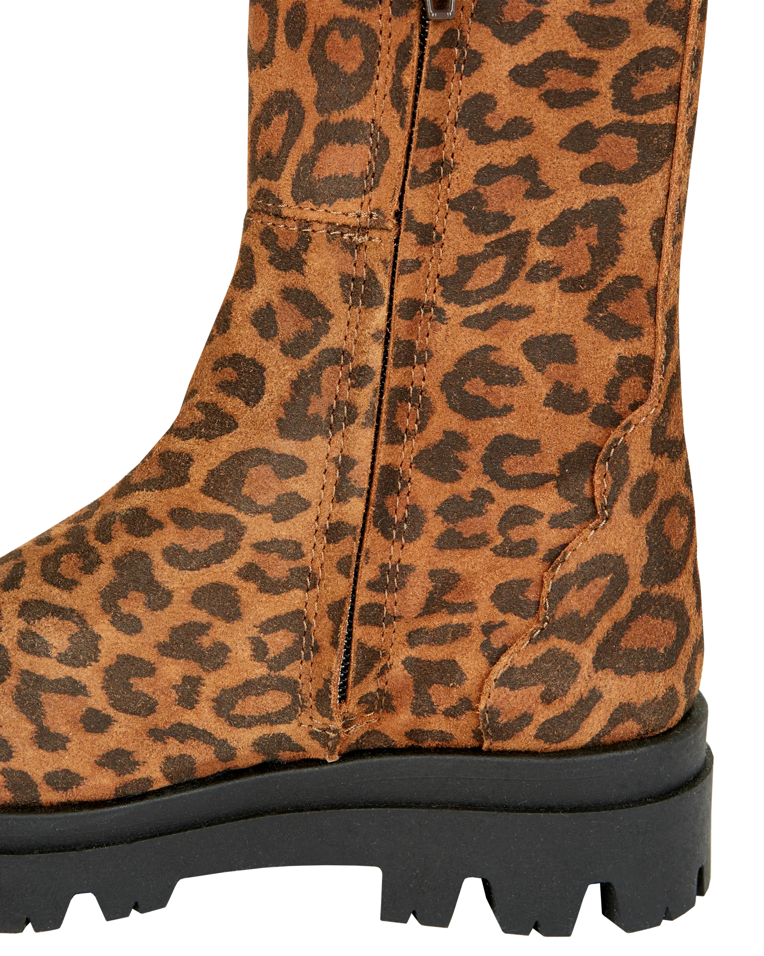 Boots fille cuir léopard brun