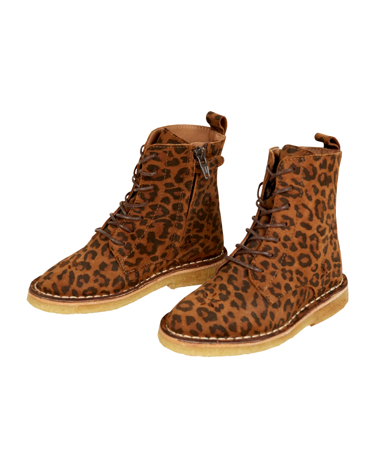 Boots à lacets cuir léopard brun