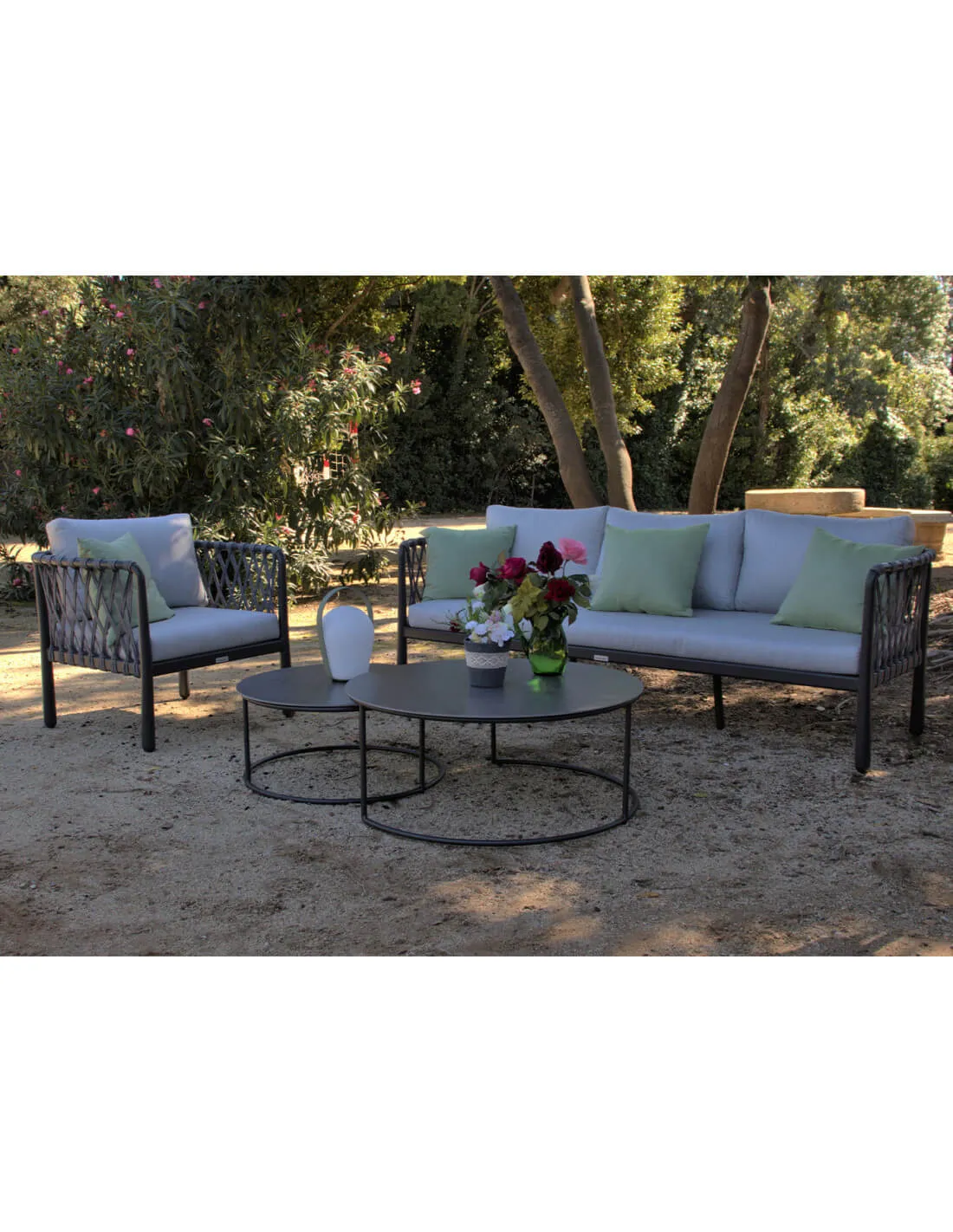 Canapé de jardin design 3 places taupe ou gris - Hestia Garden Art