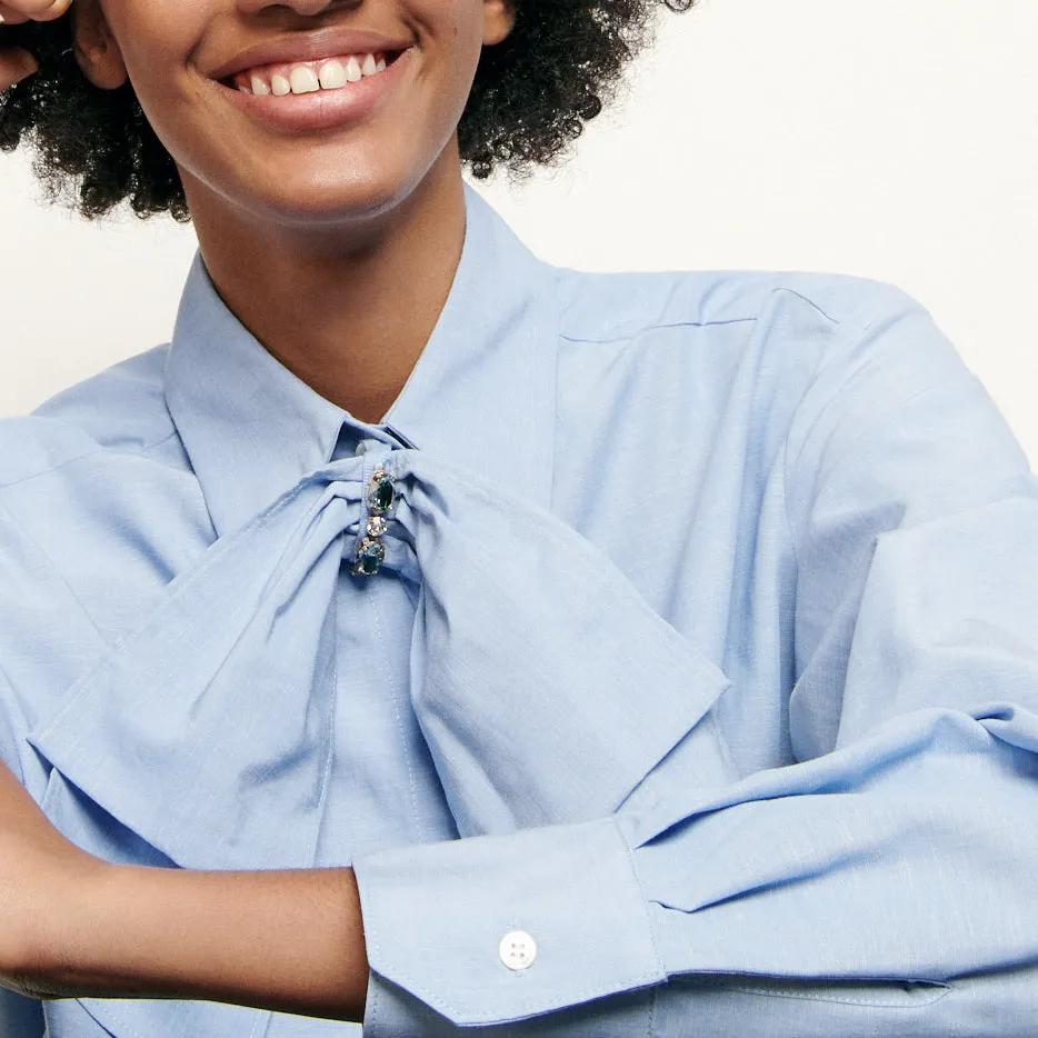 Chemise courte avec un nud amovible