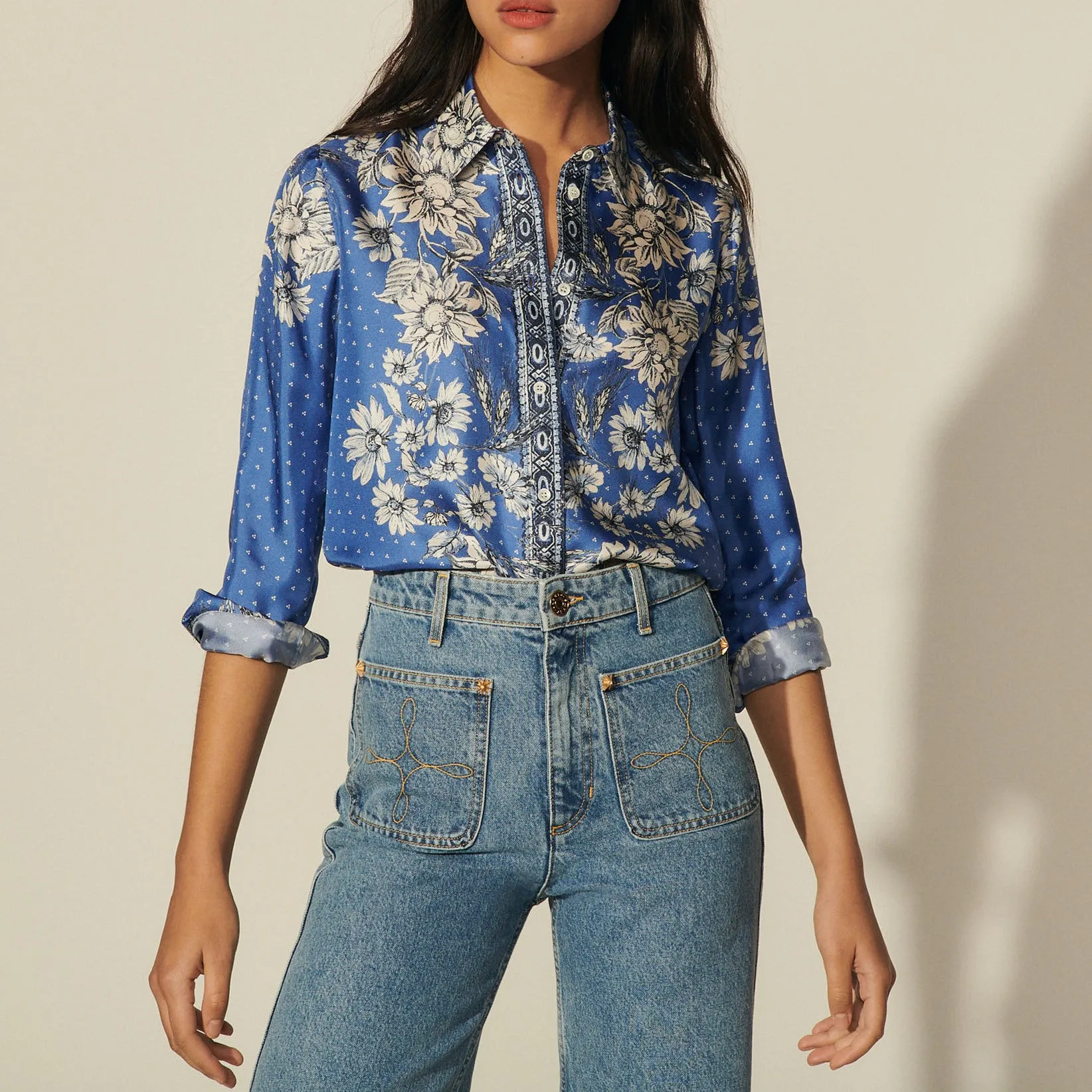 Chemise en soie imprimée
