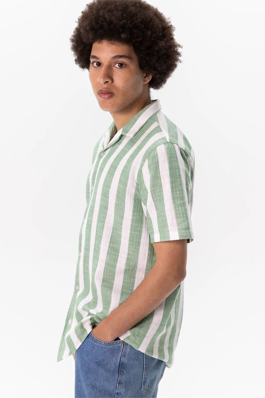 Chemise manches courtes à rayures - vert
