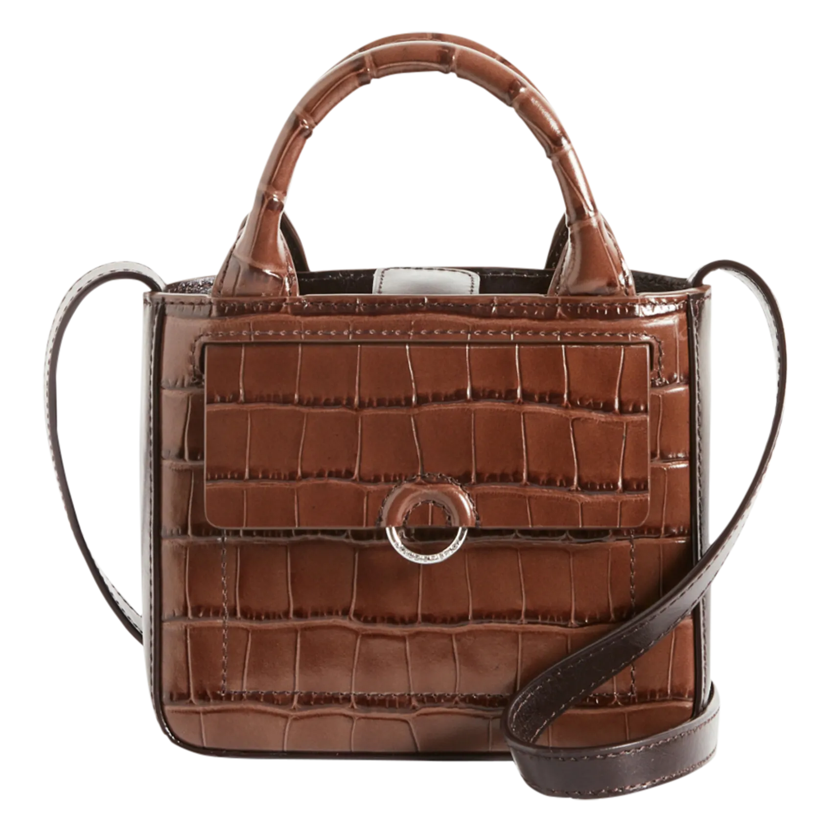 CLAUDIE PIERLOT  Sac bandoulière en cuir embossé croco anoucko nano - Marron