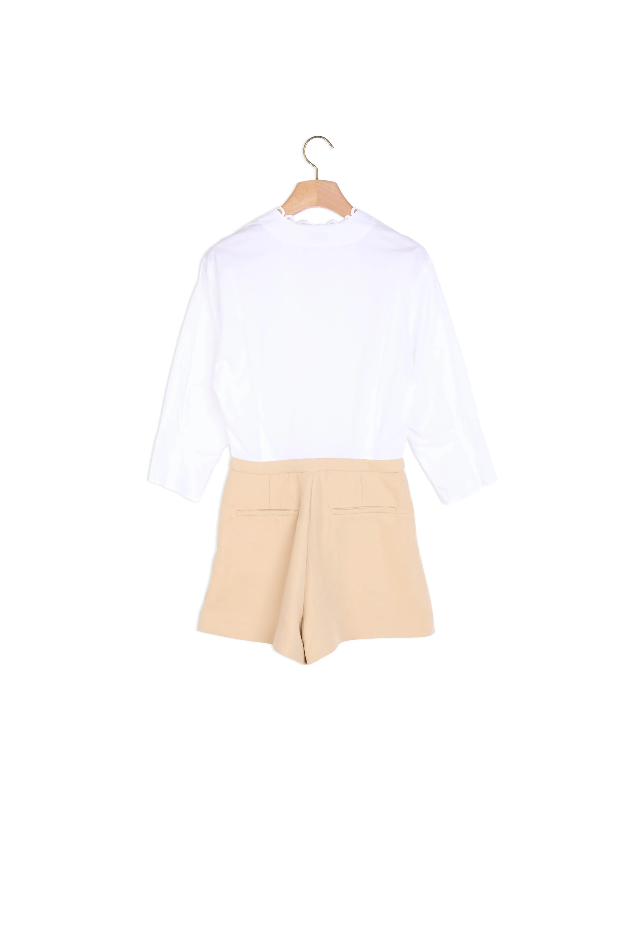 Combi-short bi-matière avec chemisier