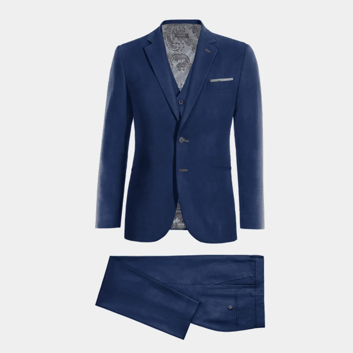 Costume 3 pièces bleu cobalt essentiel avec pochette