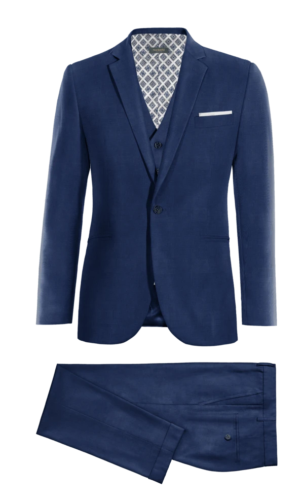 Costume 3 pièces bleu cobalt à 1 bouton avec pochette