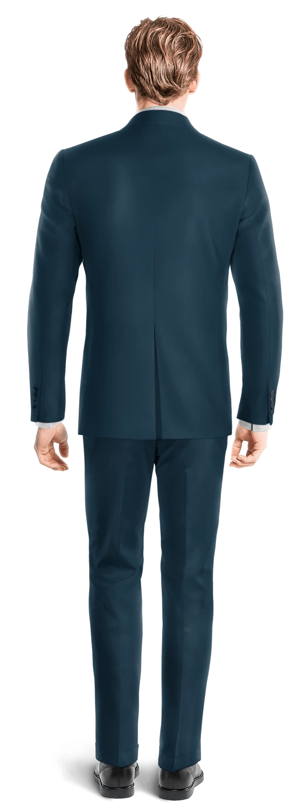 Costume 3 pièces bleu sarcelle de mi-saison avec pochette
