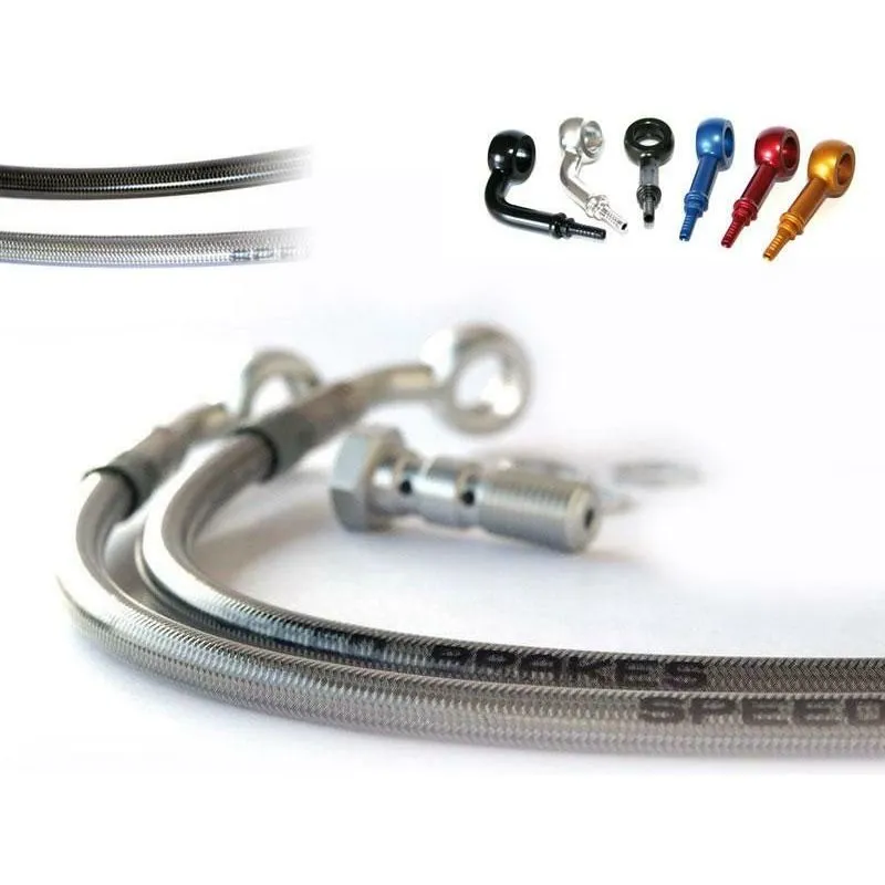 Durite de frein avant d'aviation SPEEDBRAKES carbone/raccord or Kawasaki NINJA ZX-6 R