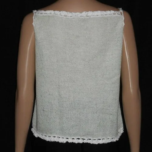 Débardeur en coton vert et blanc tricoté taille 38