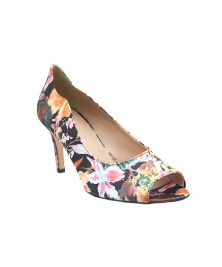 Féminité à vague & petit talon en OSMOSE: escarpin ajouré black flower