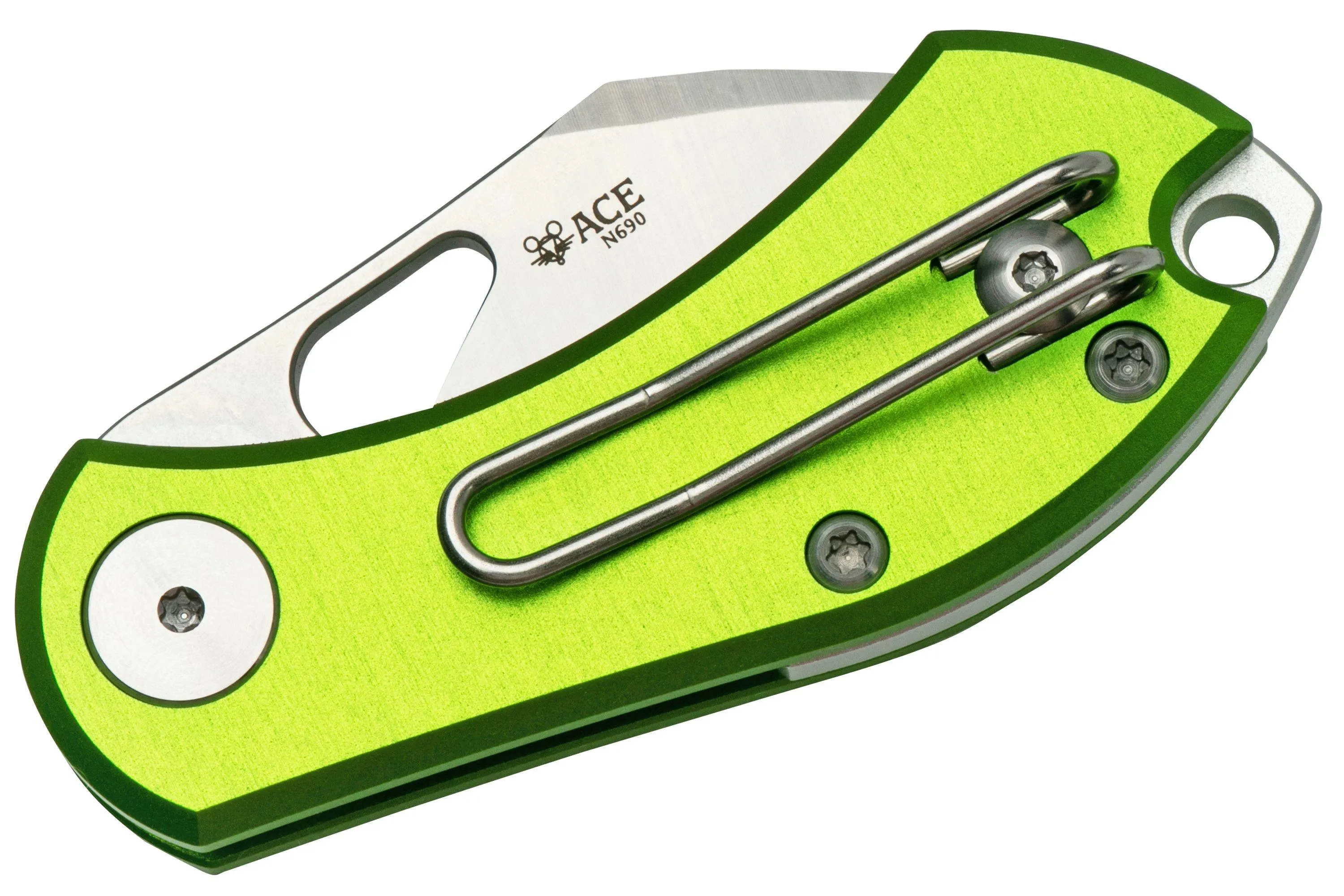 GiantMouse ACE Nibbler Green Aluminum, N690 couteau de poche, Ansø et Voxnaes design