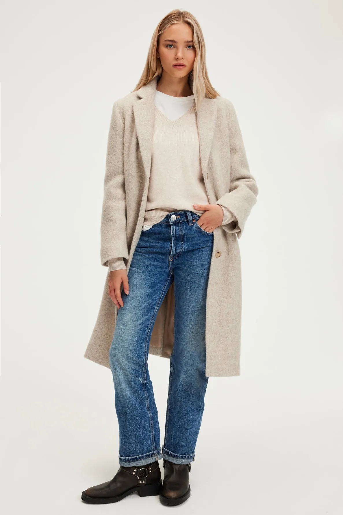Manteau droit en laine - LORELIA