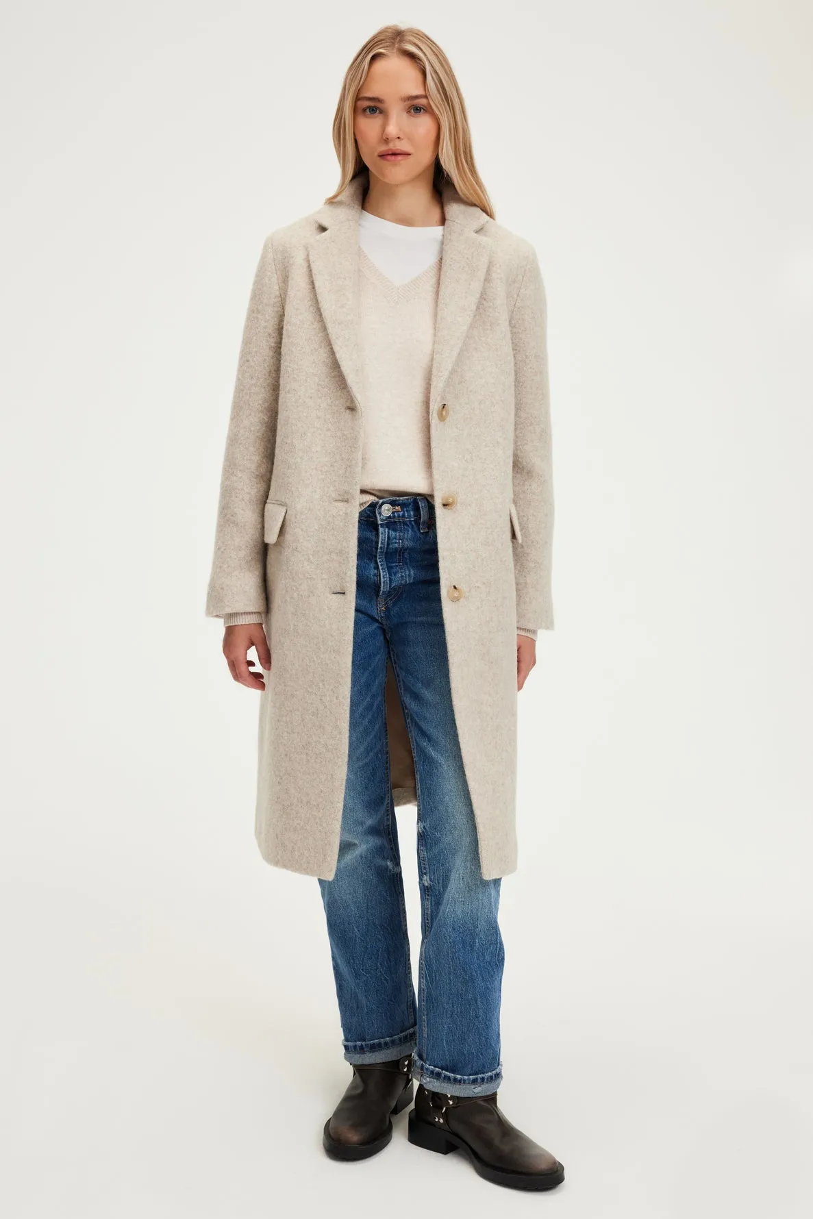 Manteau droit en laine - LORELIA