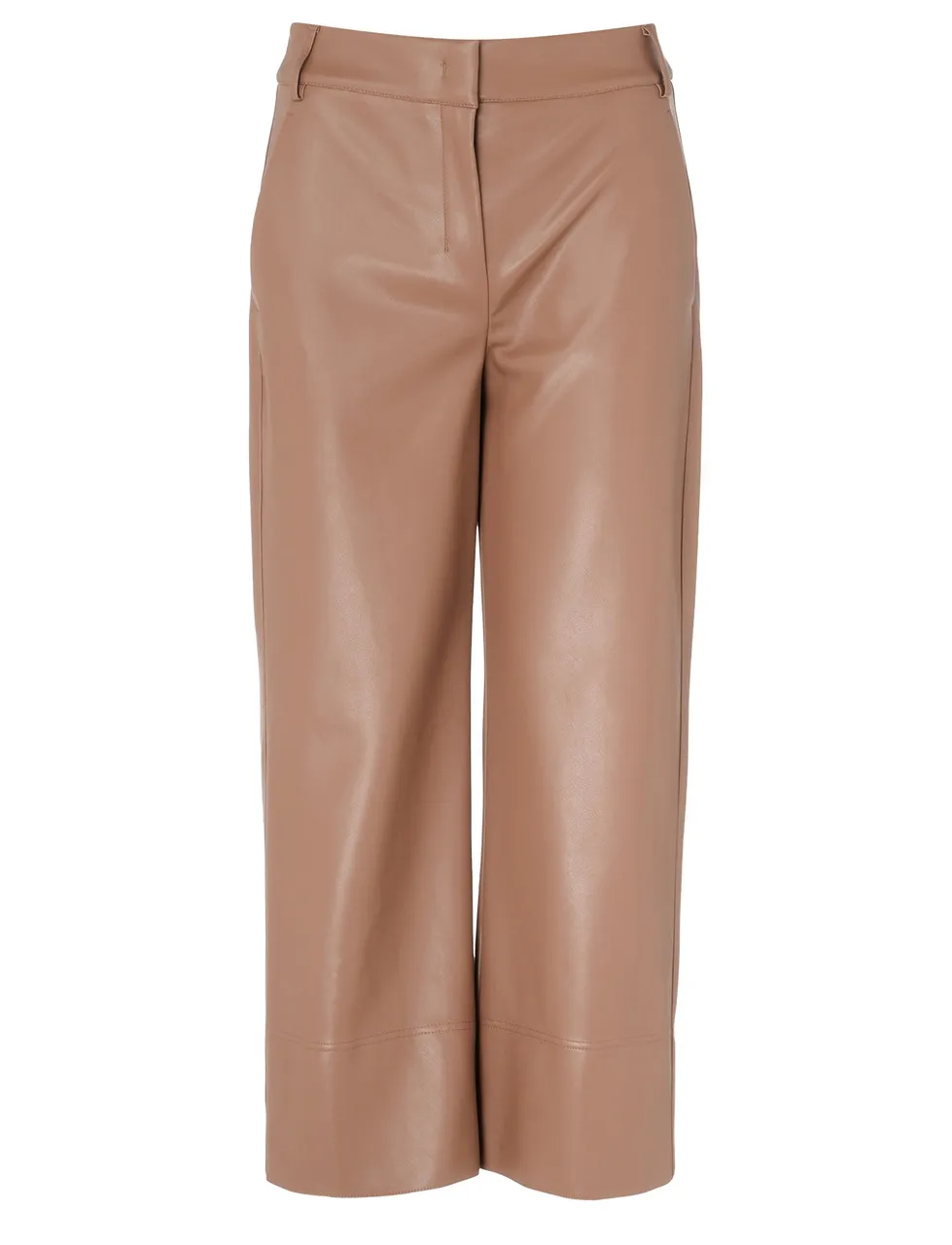 Max Mara Pantalon slim S en tissu enduit couleur noisette