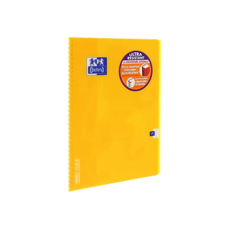 Oxford Openflex - Cahier polypro à spirale A4 (21x29,7 cm) - 100 pages - grands carreaux (Seyes) - disponible dans différentes c