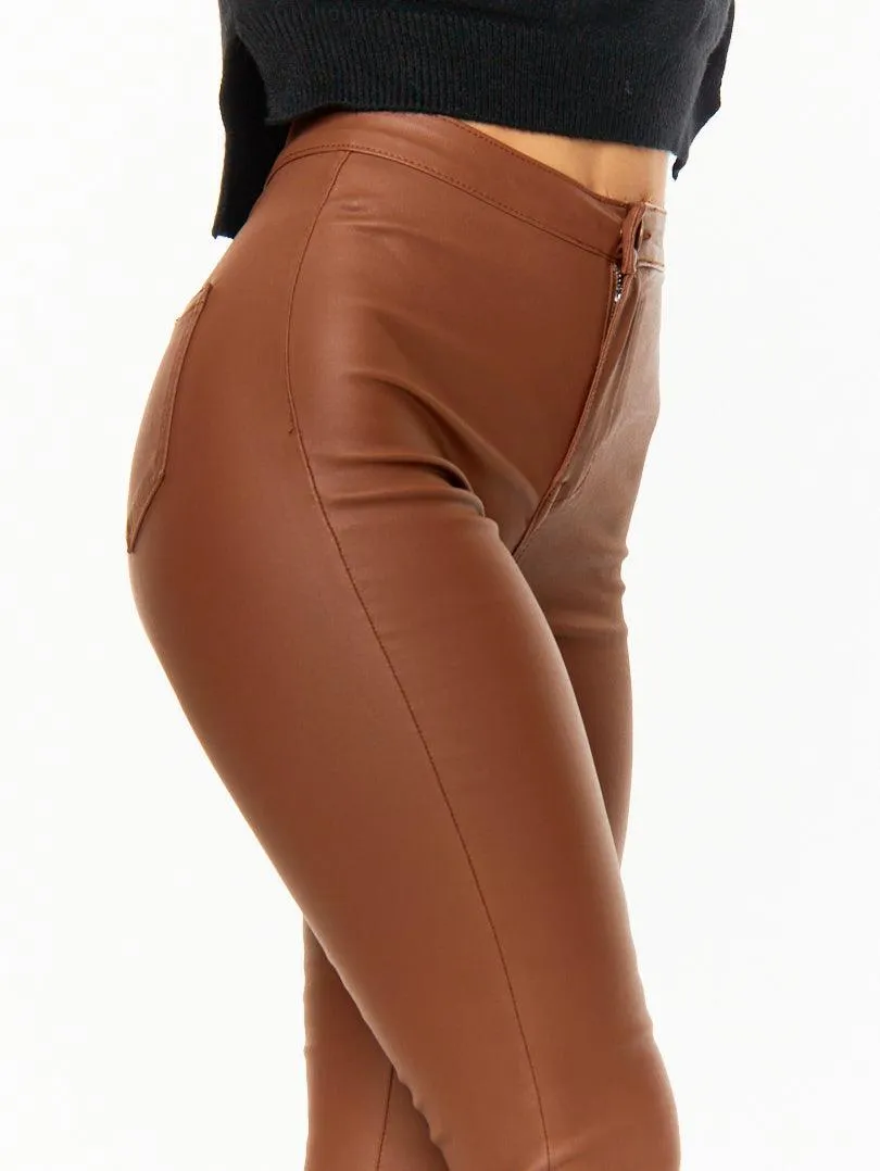 Pantalon skinny taille haute Toile enduite
