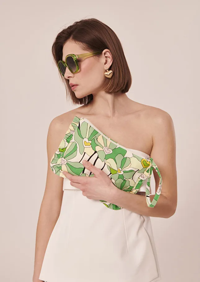 Pochette Sabrina vert imprimé à fleurs