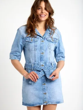 Robe chemise denim ceinturé