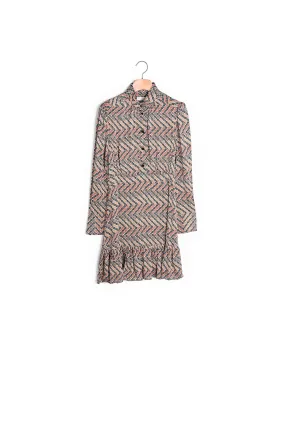 Robe courte imprimée à manches longues