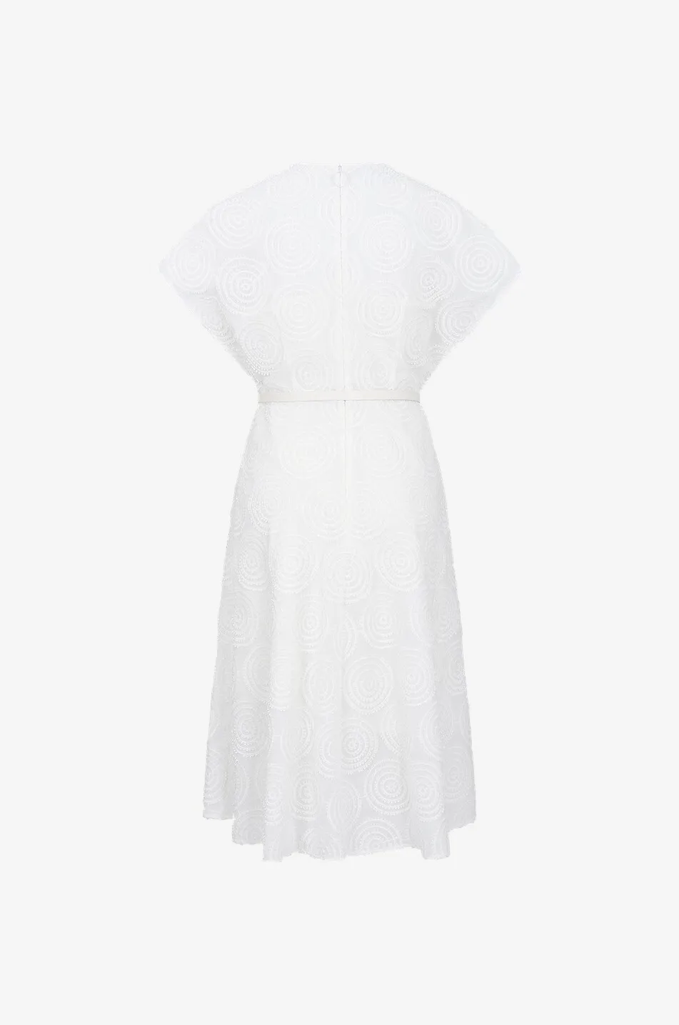 Robe midi en coton batiste à broderies cercles