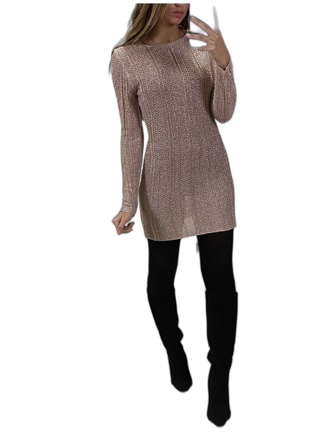 Robe rose  à filet scintillant