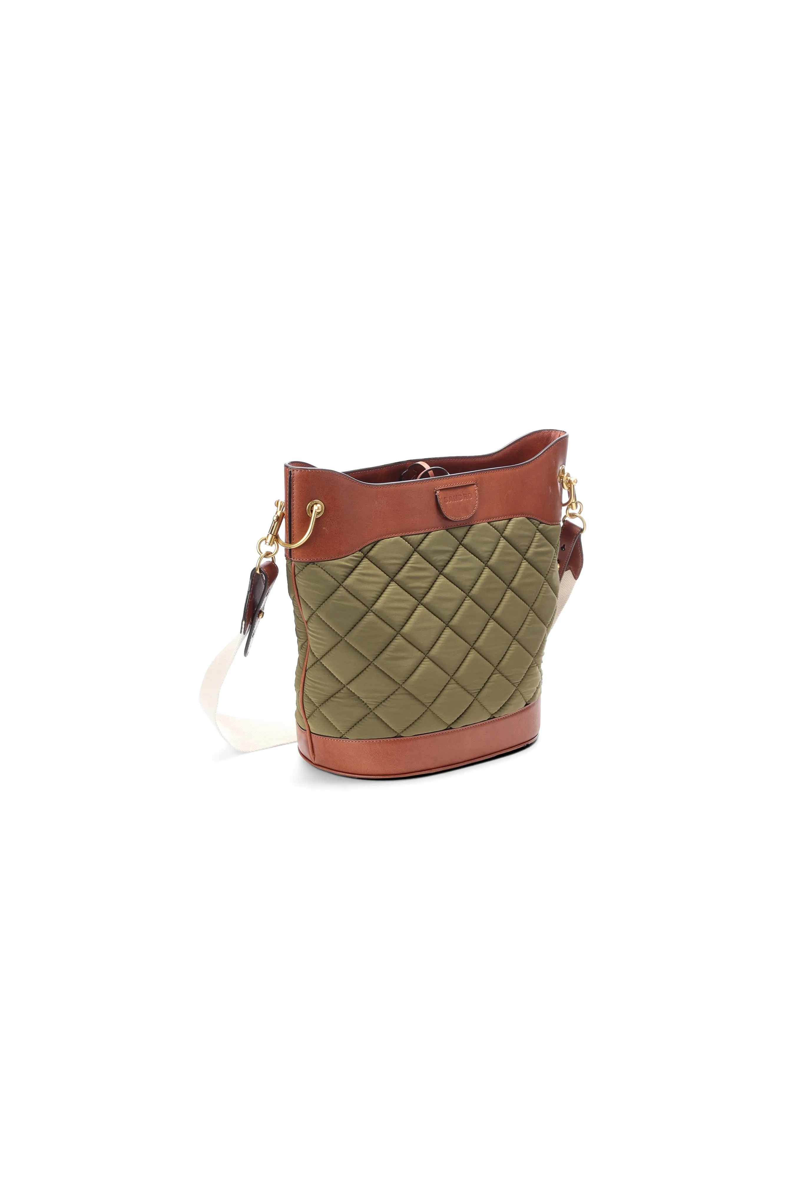 Sac seau en cuir et tissu matelassé