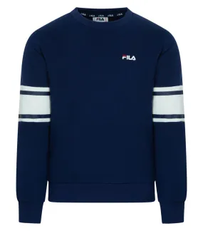 Sweat bicolore Fila en coton mélangé bleu marine avec manches longues et col rond