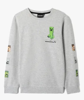 Sweat garçon chiné imprimé - Minecraft gris