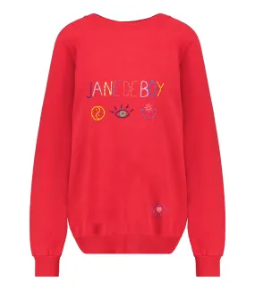 Sweat-shirt Vintage Brodé Jane de Boy Rouge We Are One Project - Jane de Boy