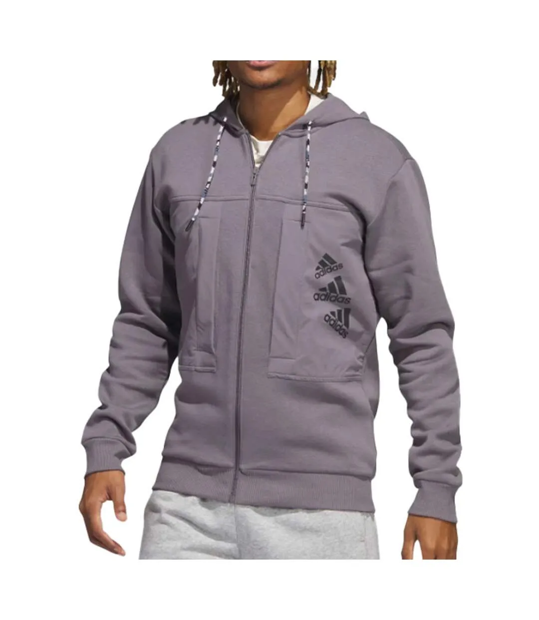 Sweat Violet Homme Adidas M Q4 Bl Fz Hd