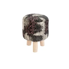 Tabouret rond vintage noir/rose 30 x 30 x 40cm - Puri