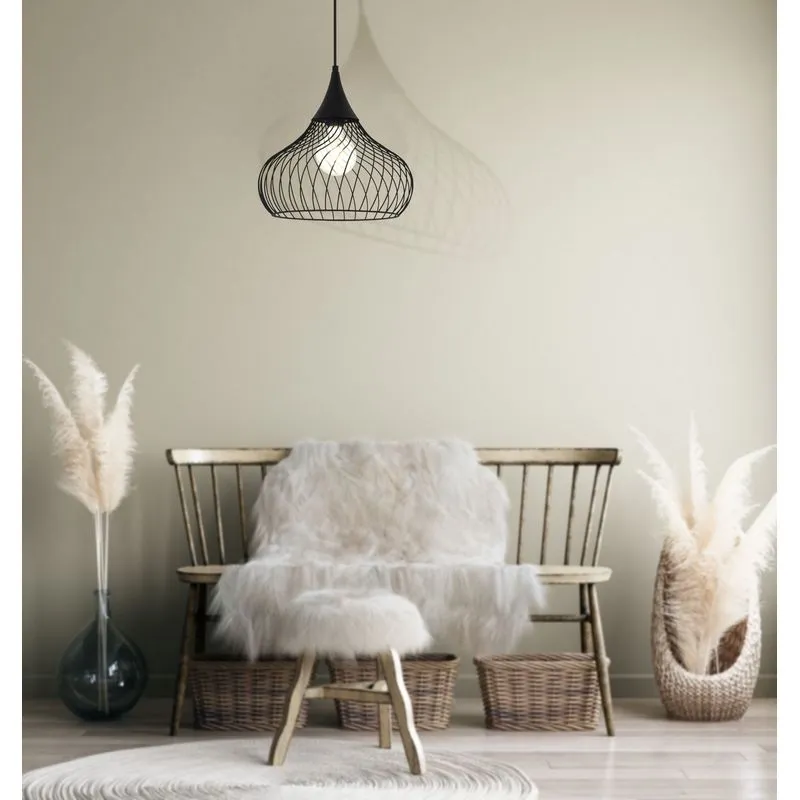 Zwarte industriële hanglamp staal, Vanessa